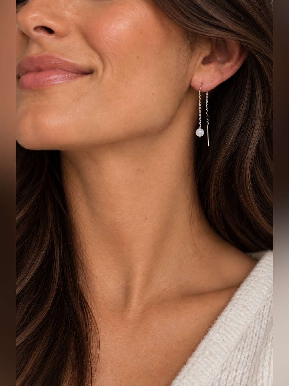 Elegant Silver Moonstone Drop Earrings